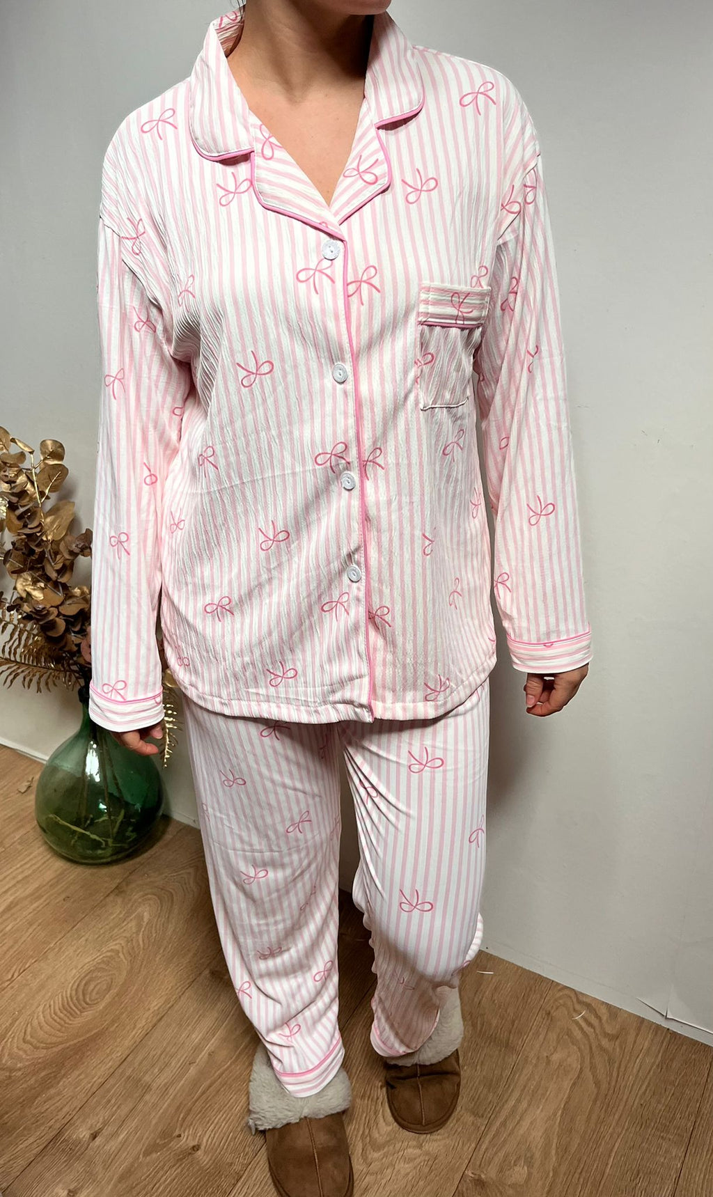 Pyjama Femme 2 Pièces – Haut Manches Longues et Pantalon à Taille Élastique