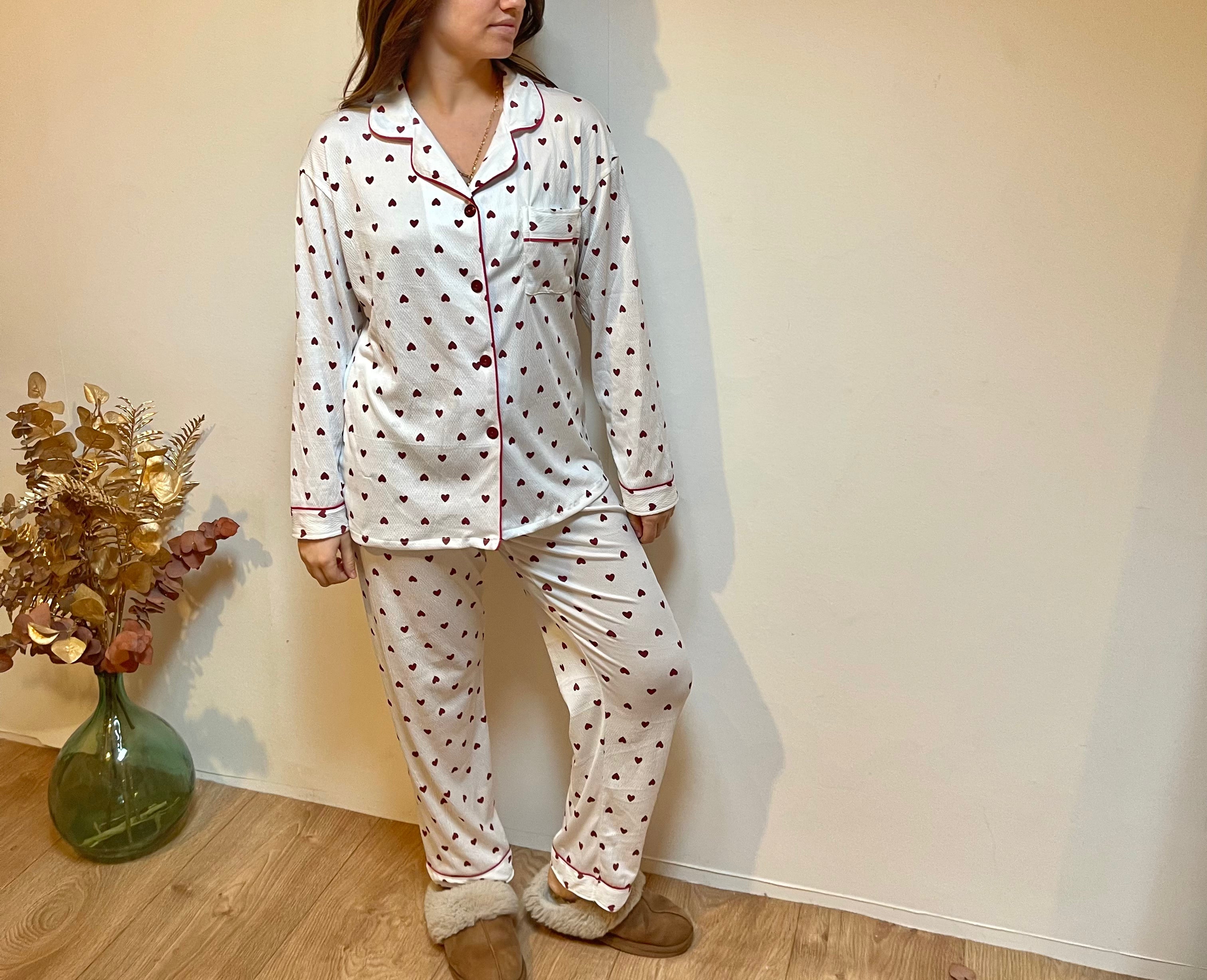 Pyjama Femme 2 Pièces – Cardigan et Pantalon à Manches Longues