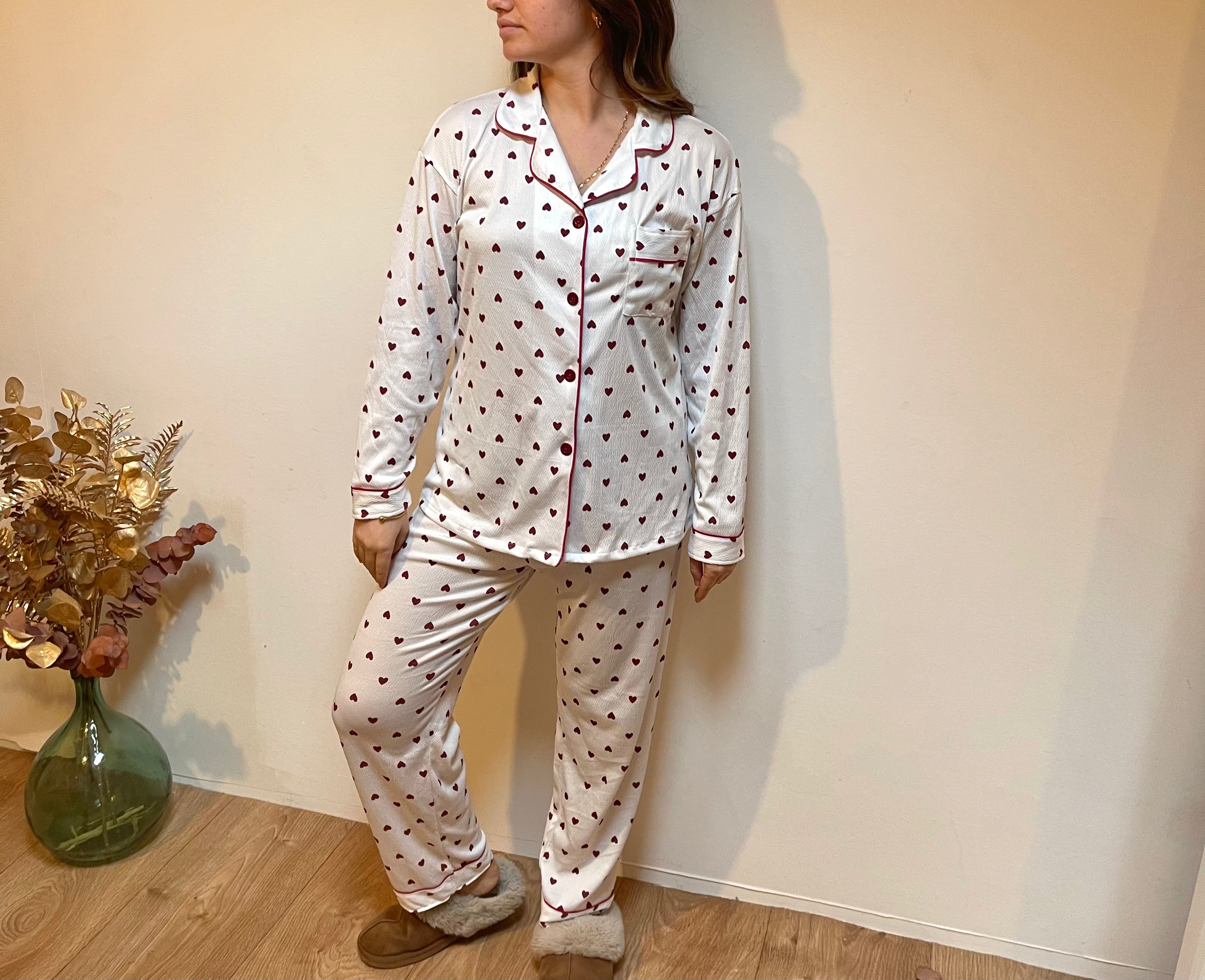 Pyjama Femme 2 Pièces – Cardigan et Pantalon à Manches Longues