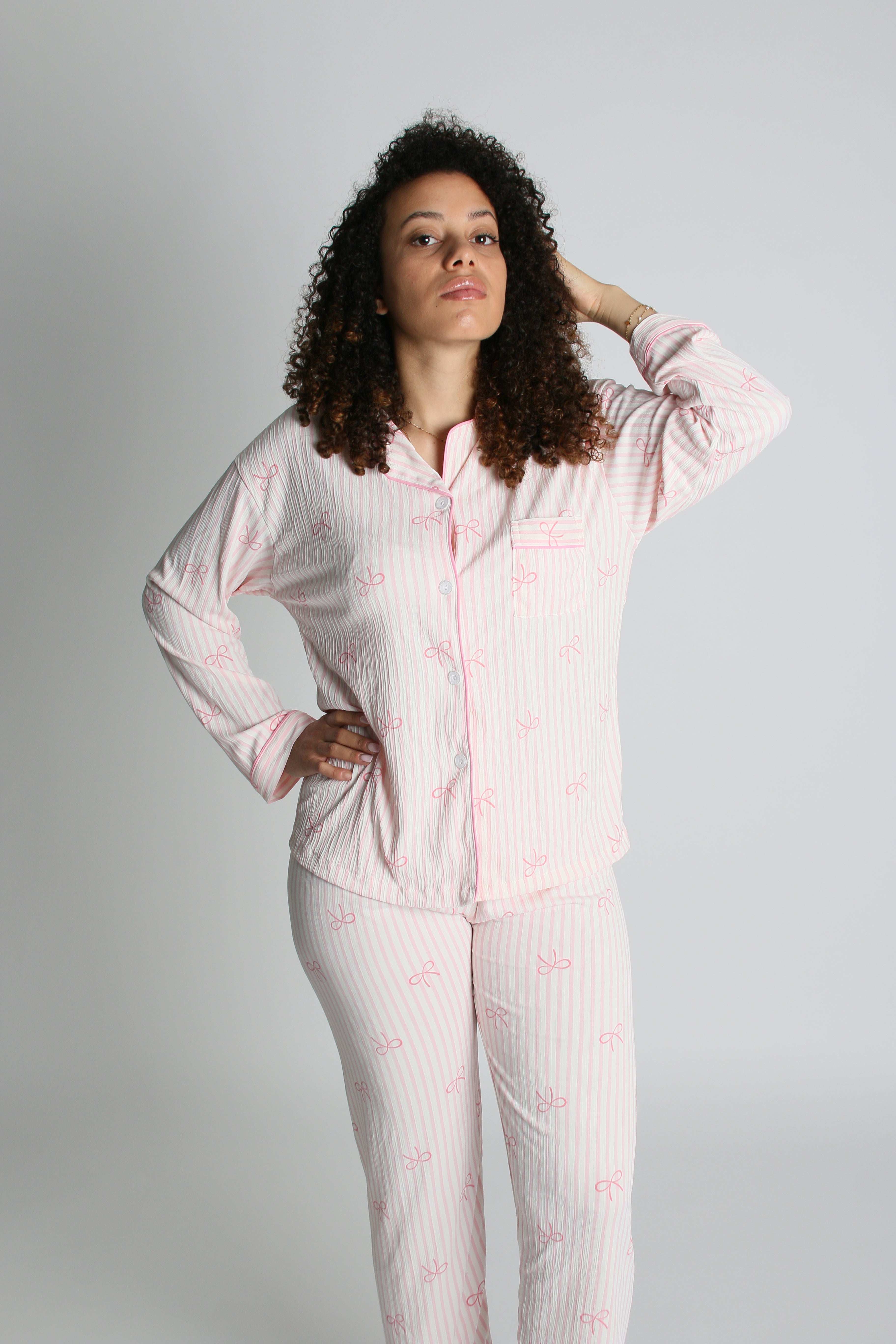 Pyjama Femme 2 Pièces – Haut Manches Longues et Pantalon à Taille Élastique
