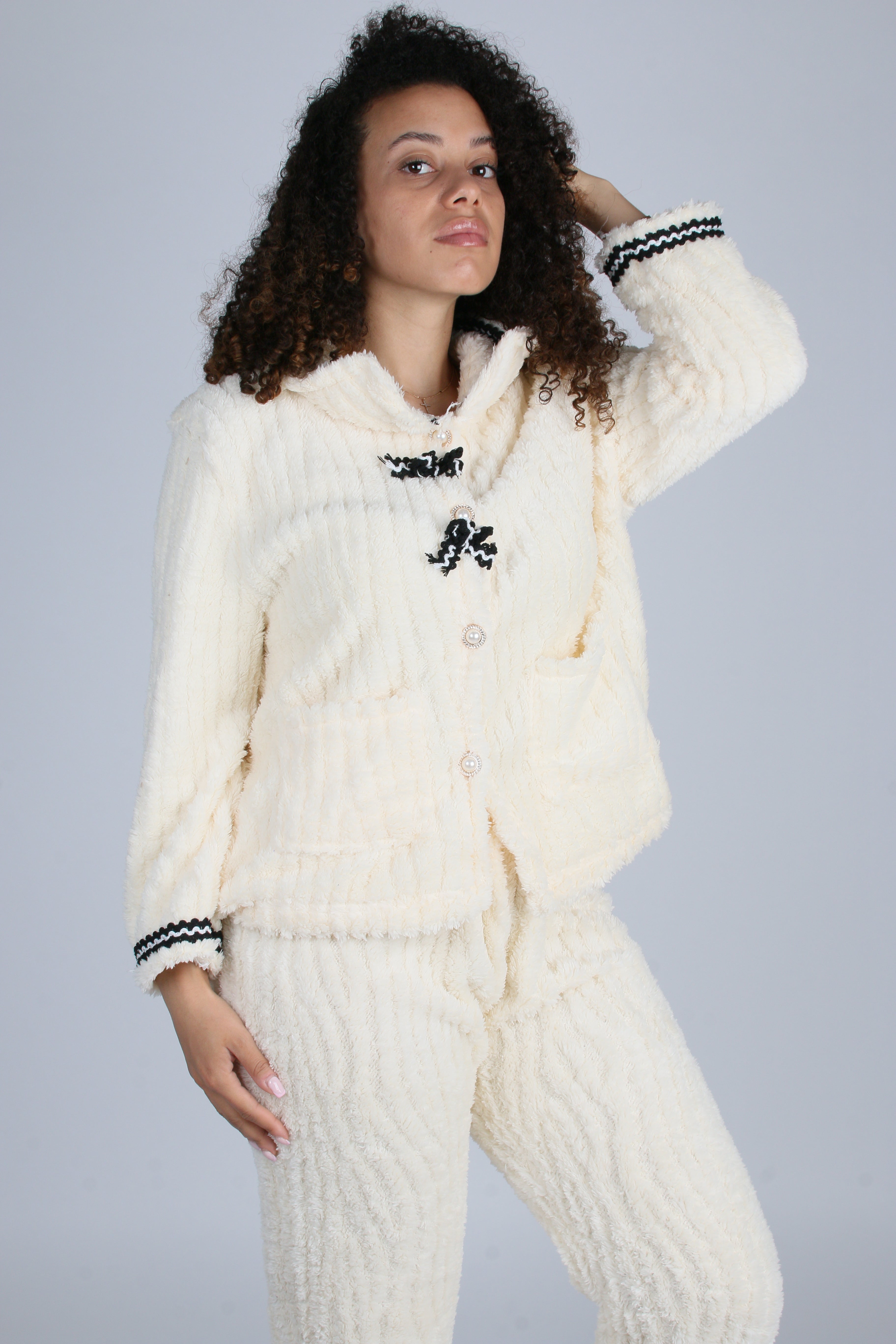 Pyjama Femme 2 Pièces Hiver – Haut et Pantalon Épais et Doux