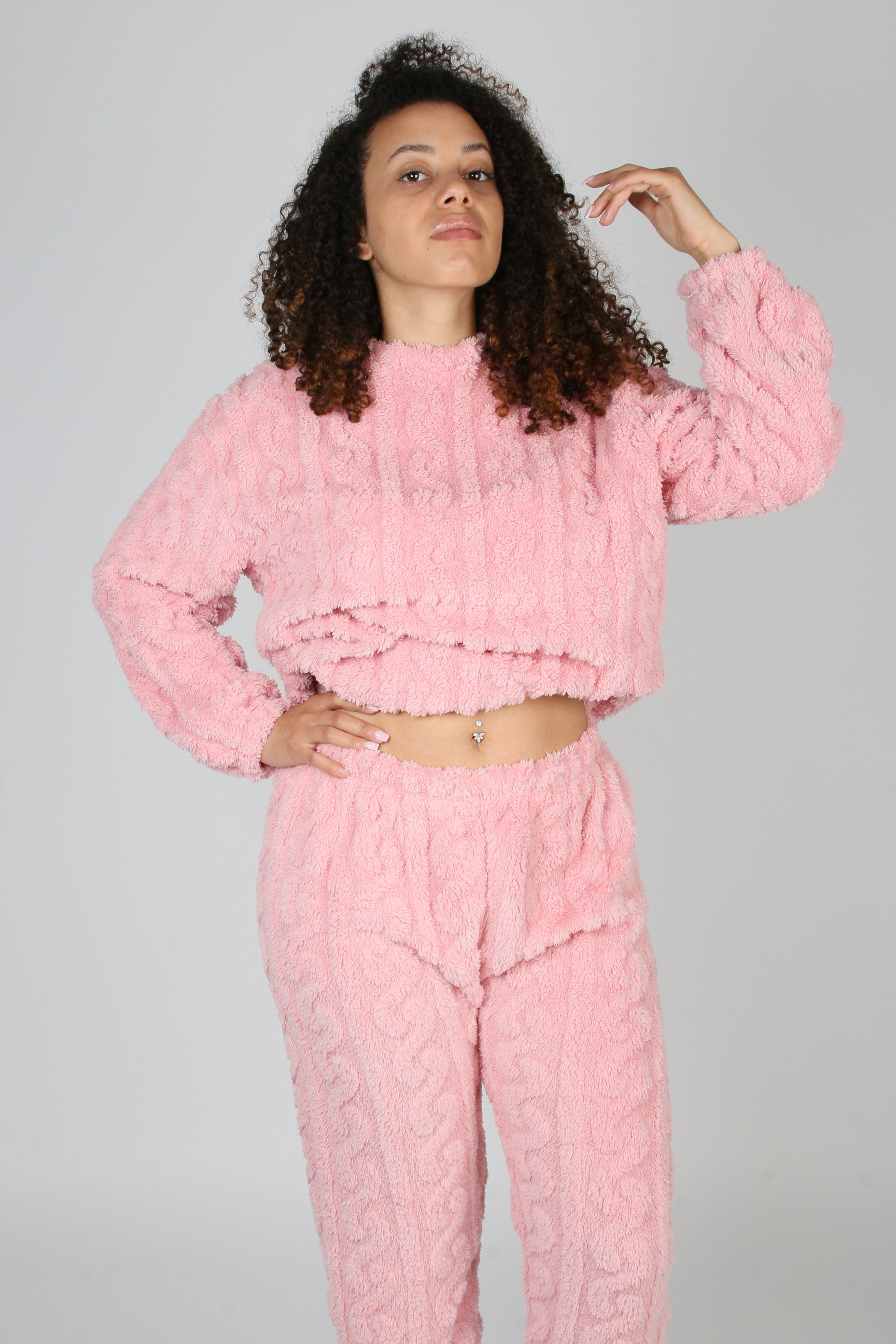 1Pyjama Femme 2 Pièces Chaud – Pull et Pantalon en Velours Côtelé