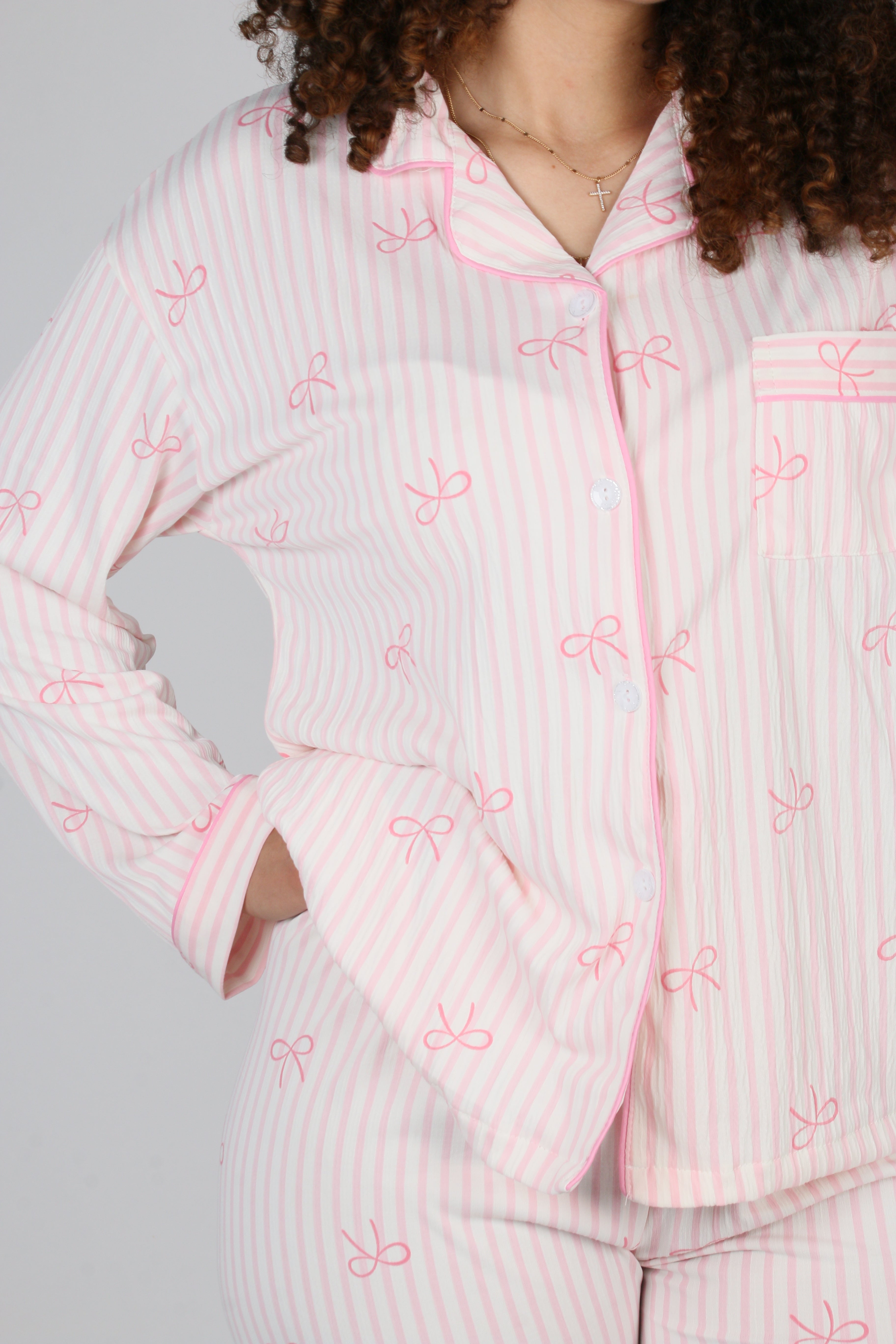 Pyjama Femme 2 Pièces – Haut Manches Longues et Pantalon à Taille Élastique