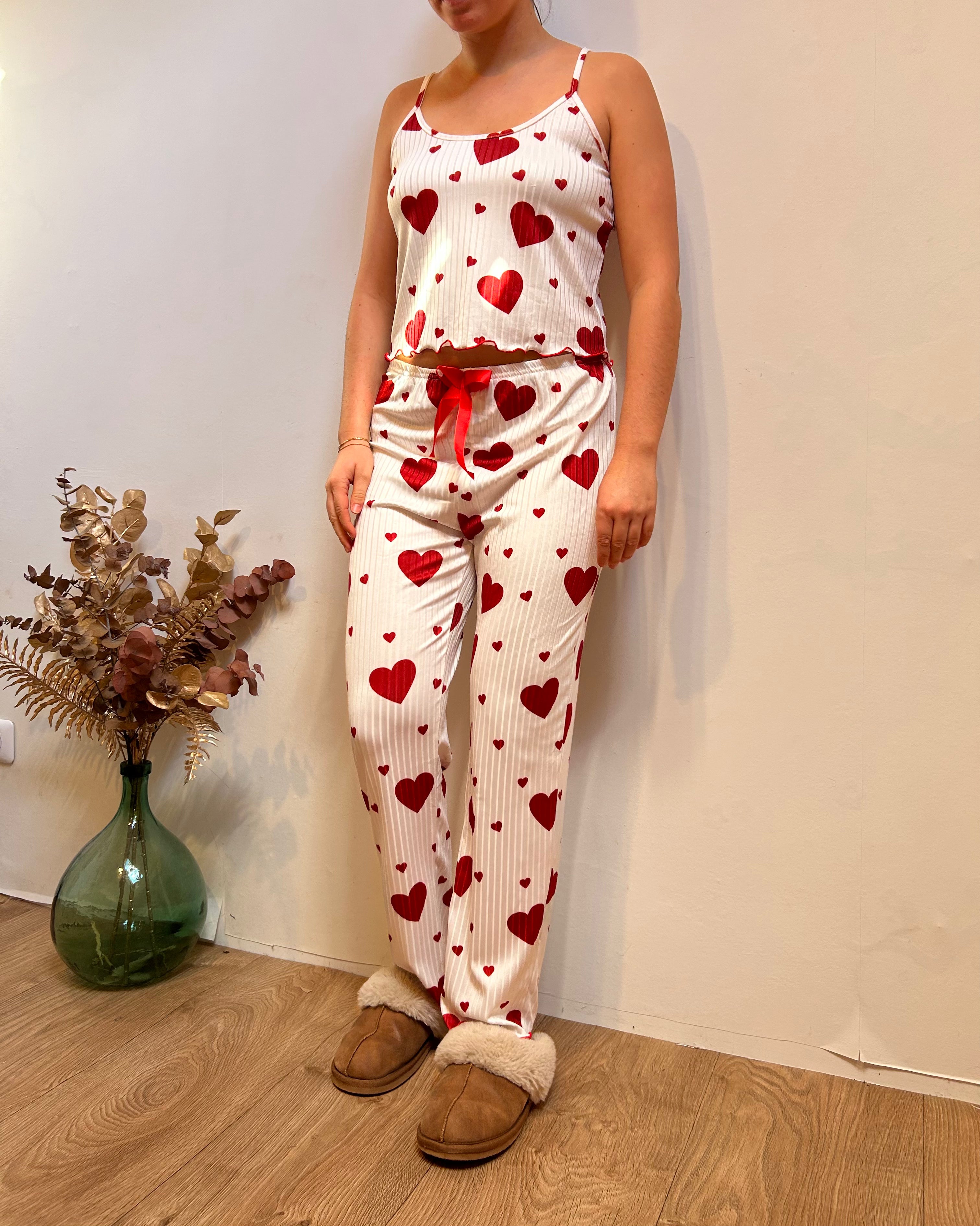 Pyjama Femme 2 Pièces – Débardeur et Pantalon Motif Love