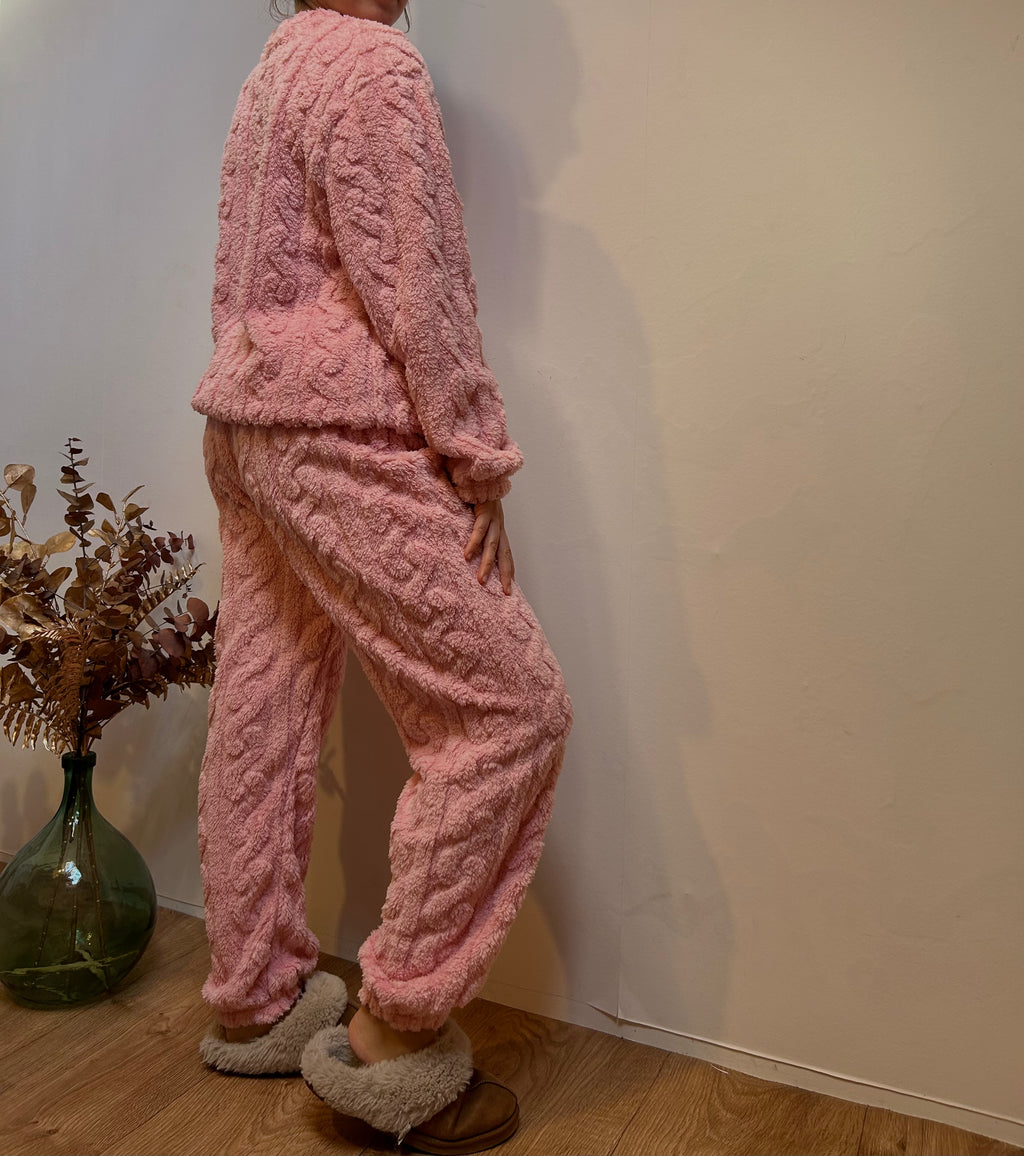 Pyjama Femme 2 Pièces Chaud – Pull et Pantalon en Velours Côtelé