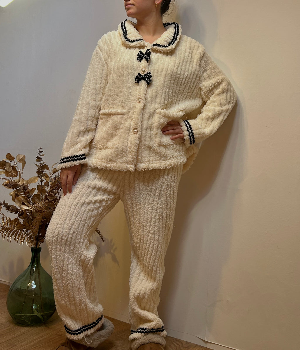 Pyjama Femme 2 Pièces Hiver – Haut et Pantalon Épais et Doux