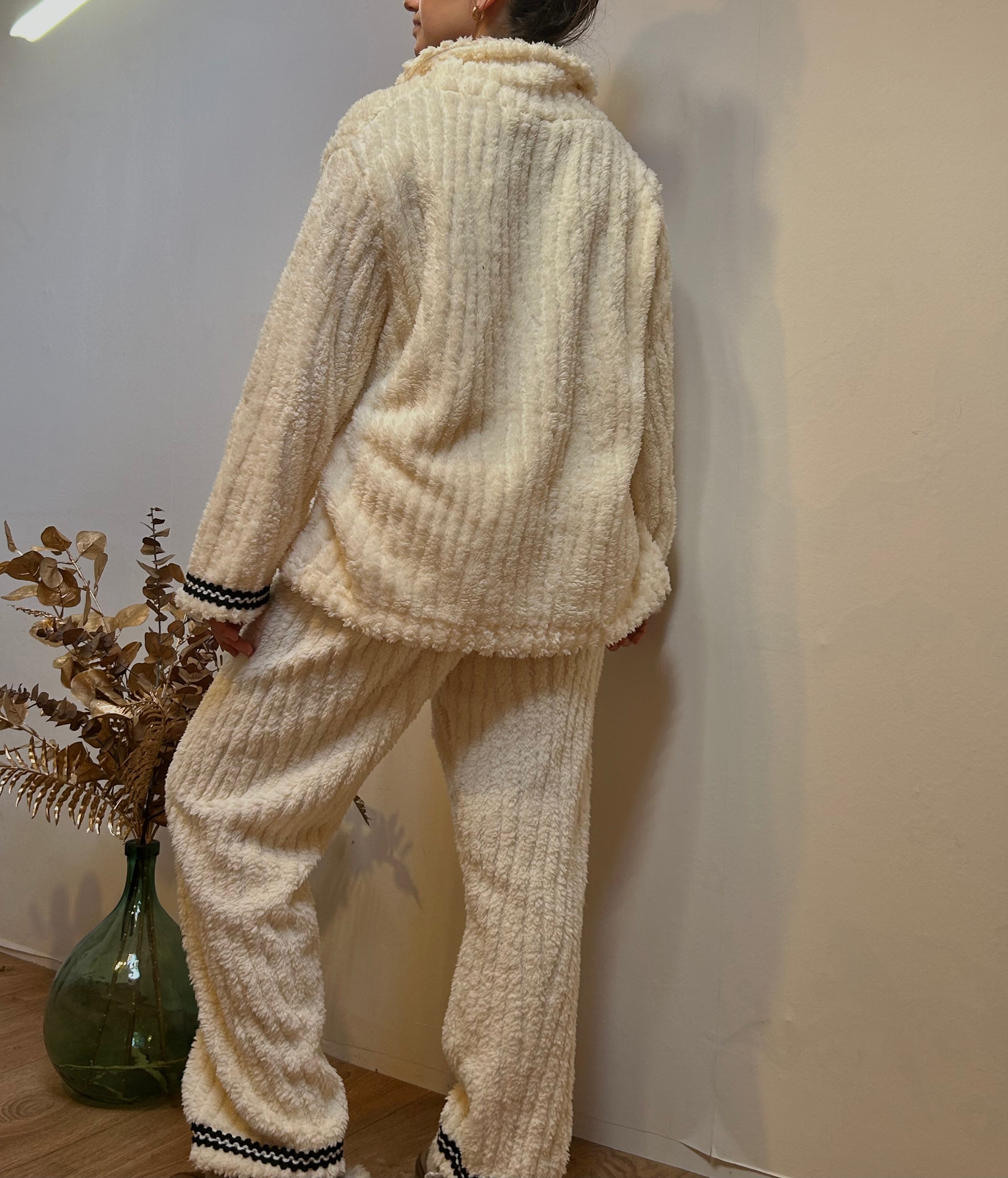 Pyjama Femme 2 Pièces Hiver – Haut et Pantalon Épais et Doux