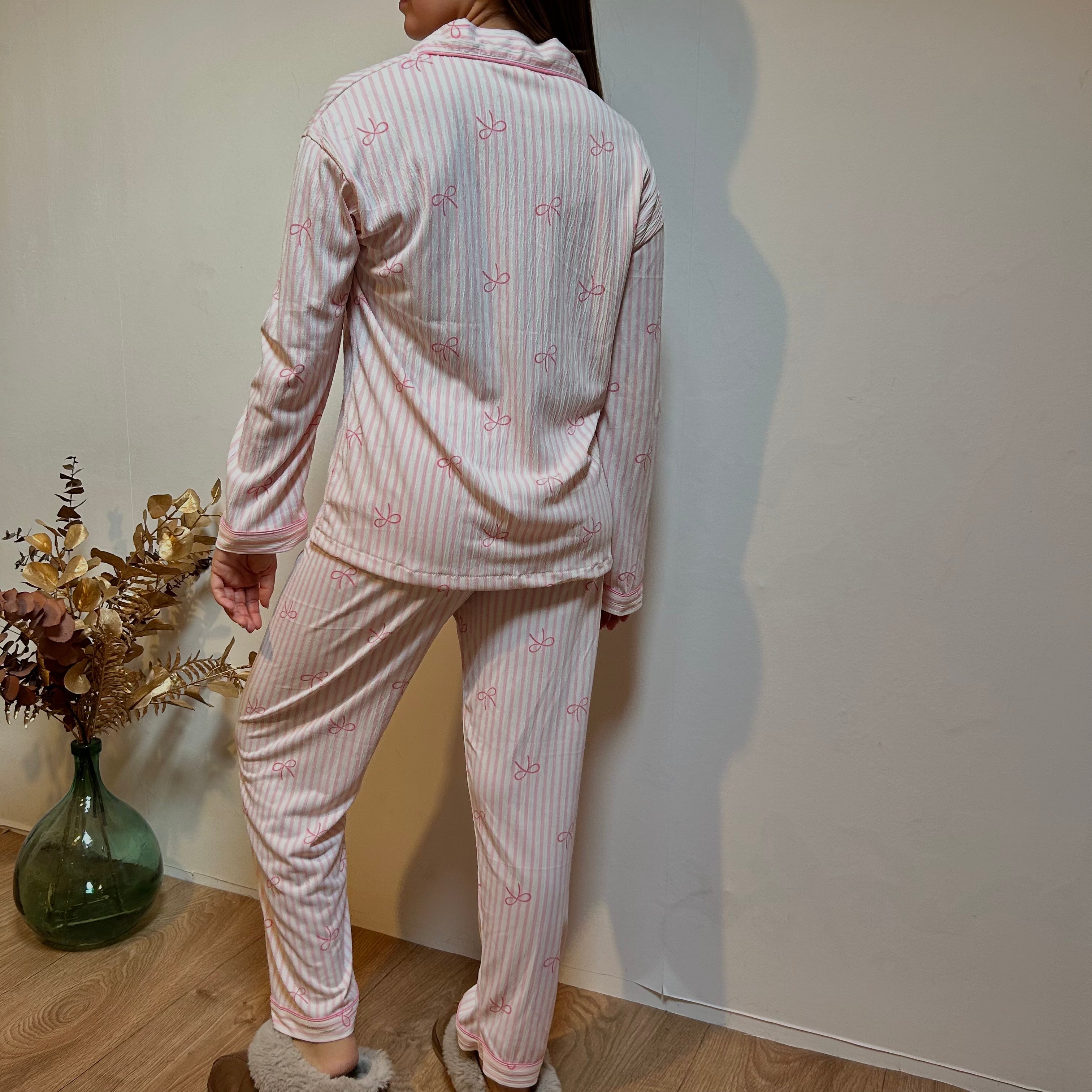 Pyjama Femme 2 Pièces – Haut Manches Longues et Pantalon à Taille Élastique