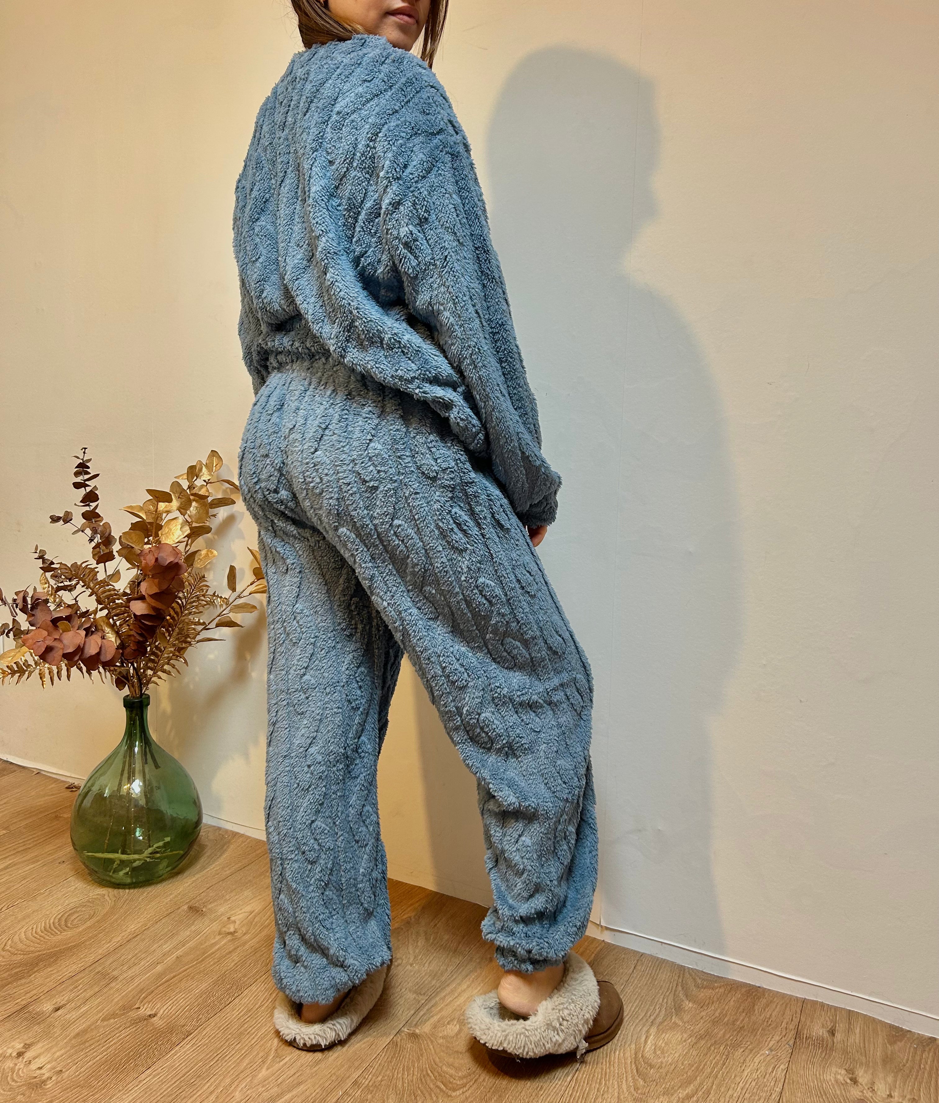 Pyjama Femme 2 Pièces Chaud – Pull et Pantalon en Velours Côtelé