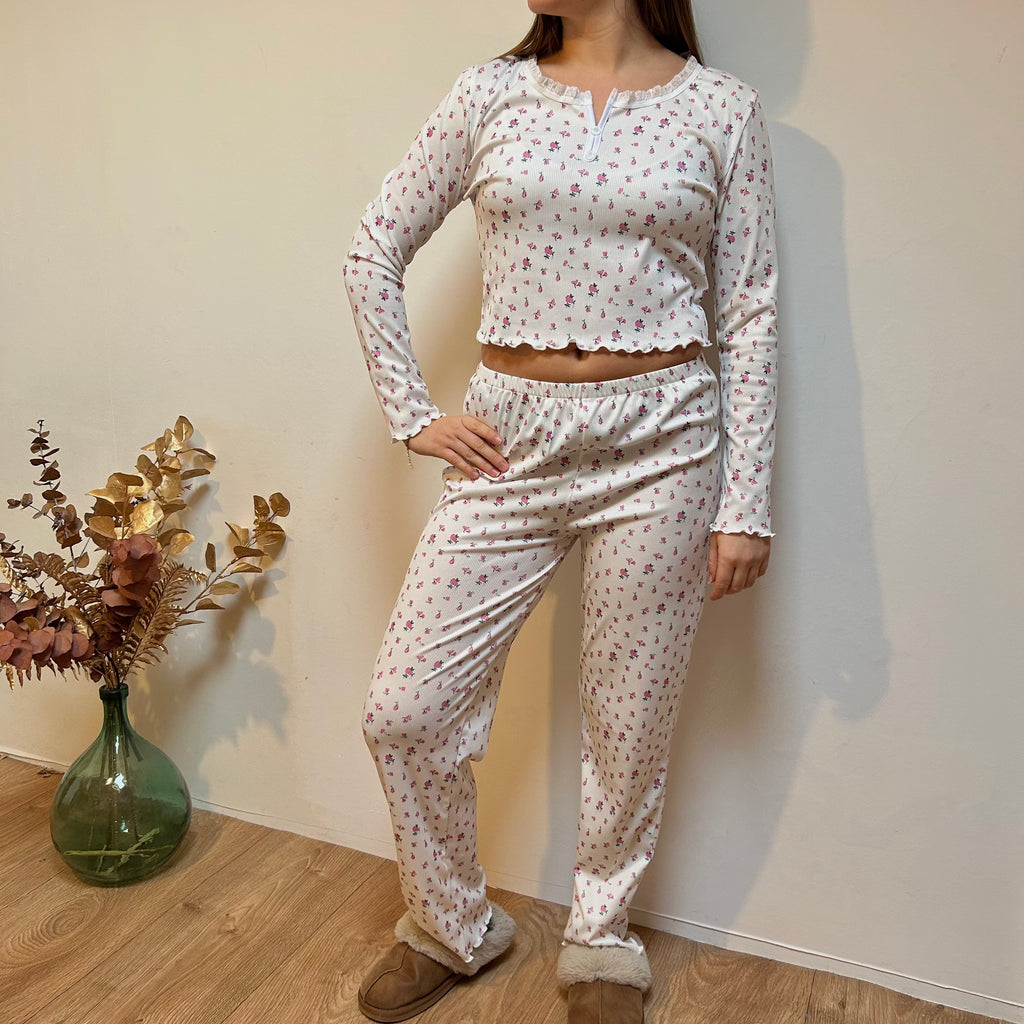 Pyjama Femme 2 Pièces – Haut Manches Longues et Pantalon Fluide