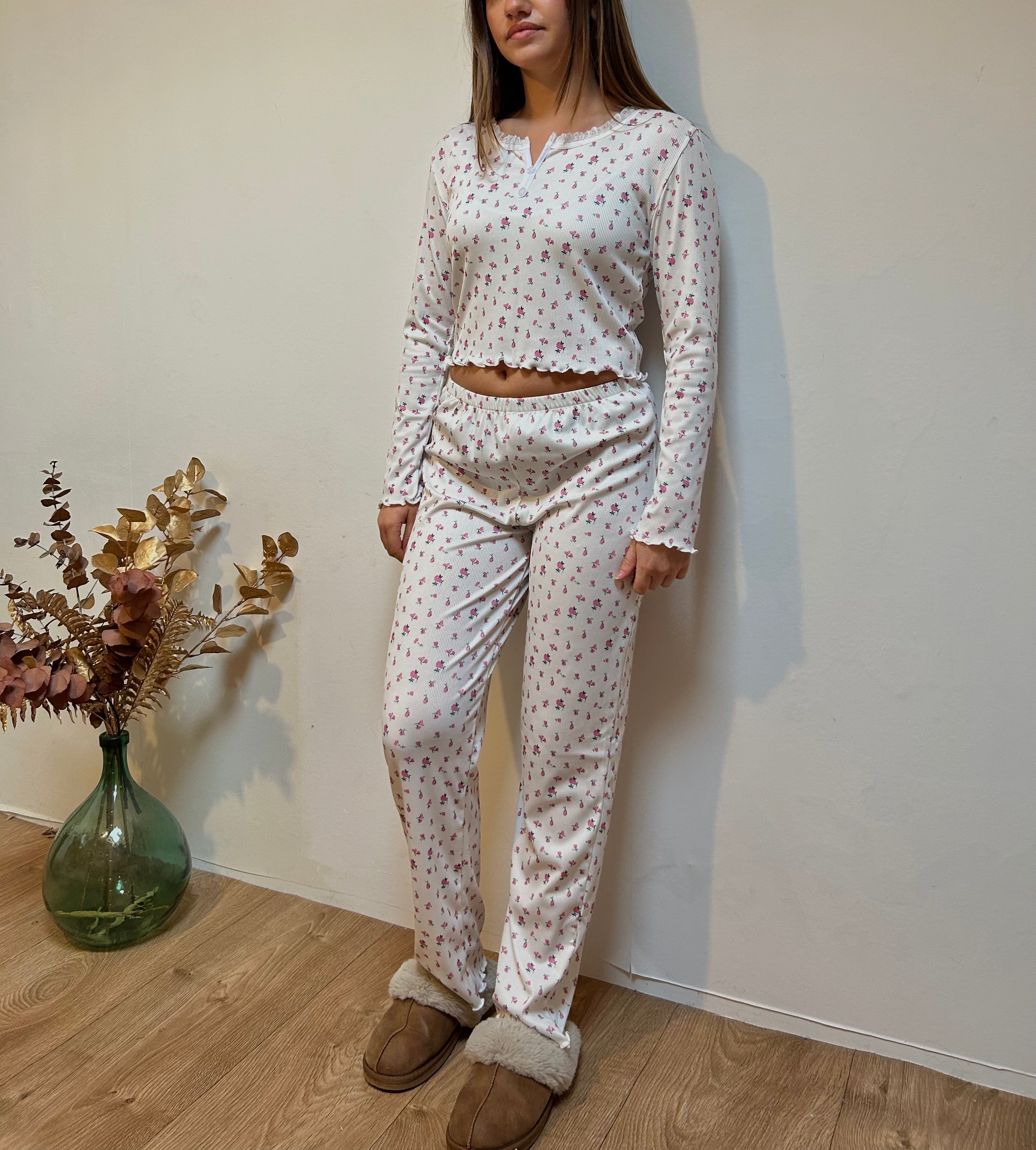 Pyjama Femme 2 Pièces – Haut Manches Longues et Pantalon Fluide