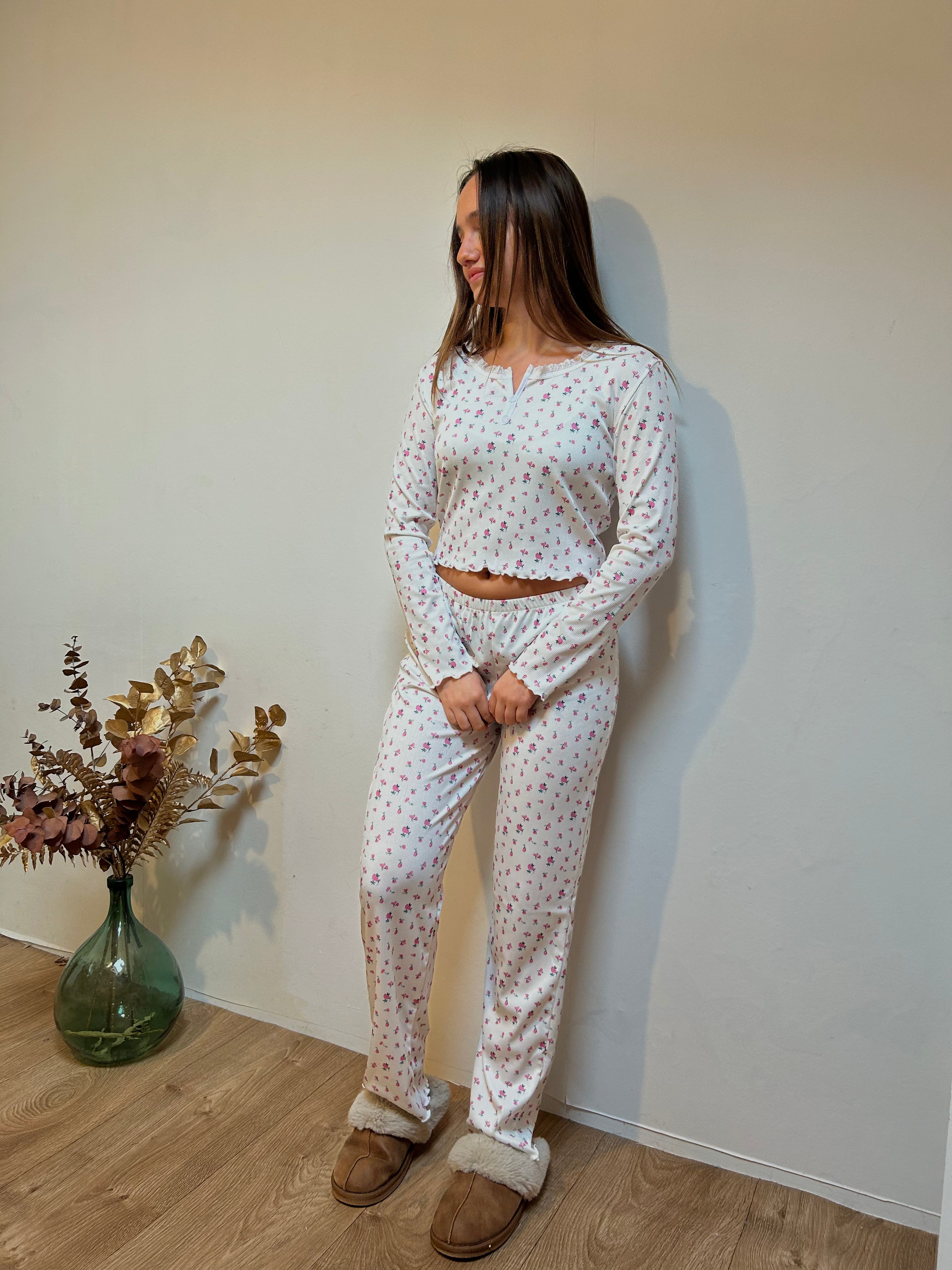 Pyjama Femme 2 Pièces – Haut Manches Longues et Pantalon Fluide