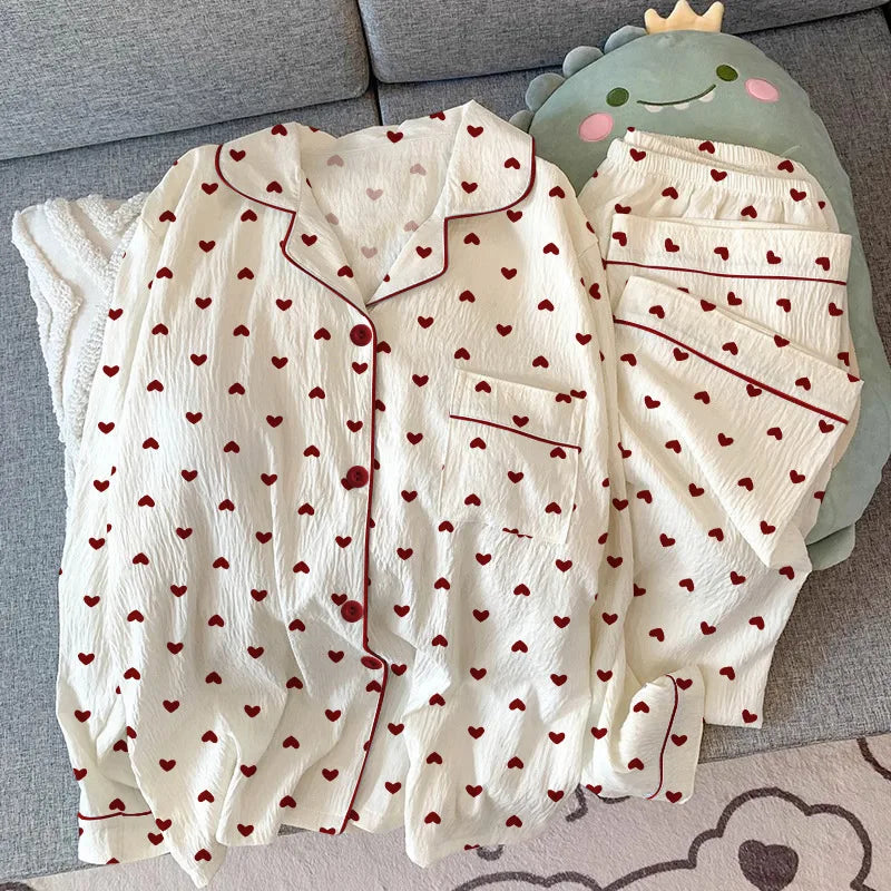 Pyjama Femme 2 Pièces – Cardigan et Pantalon à Manches Longues
