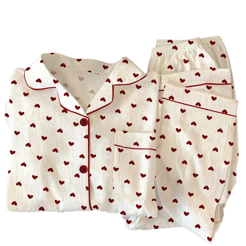 Pyjama Femme 2 Pièces – Cardigan et Pantalon à Manches Longues