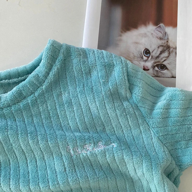 Pyjama Femme 2 Pièces Chaud – Pull et Pantalon en Velours Côtelé