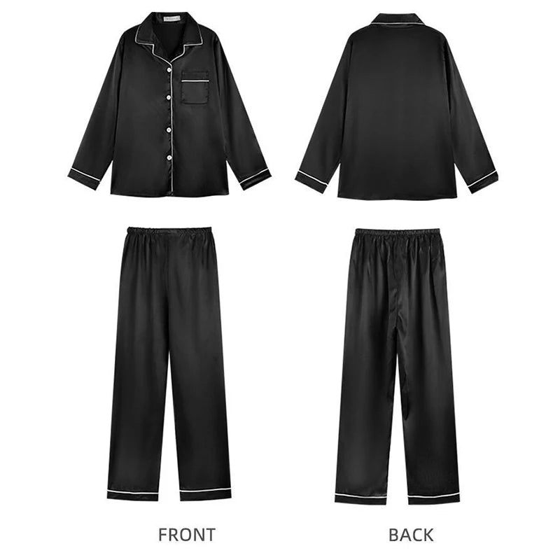 Pyjama Femme 2 Pièces – Cardigan Manches Longues et Pantalon en Satin