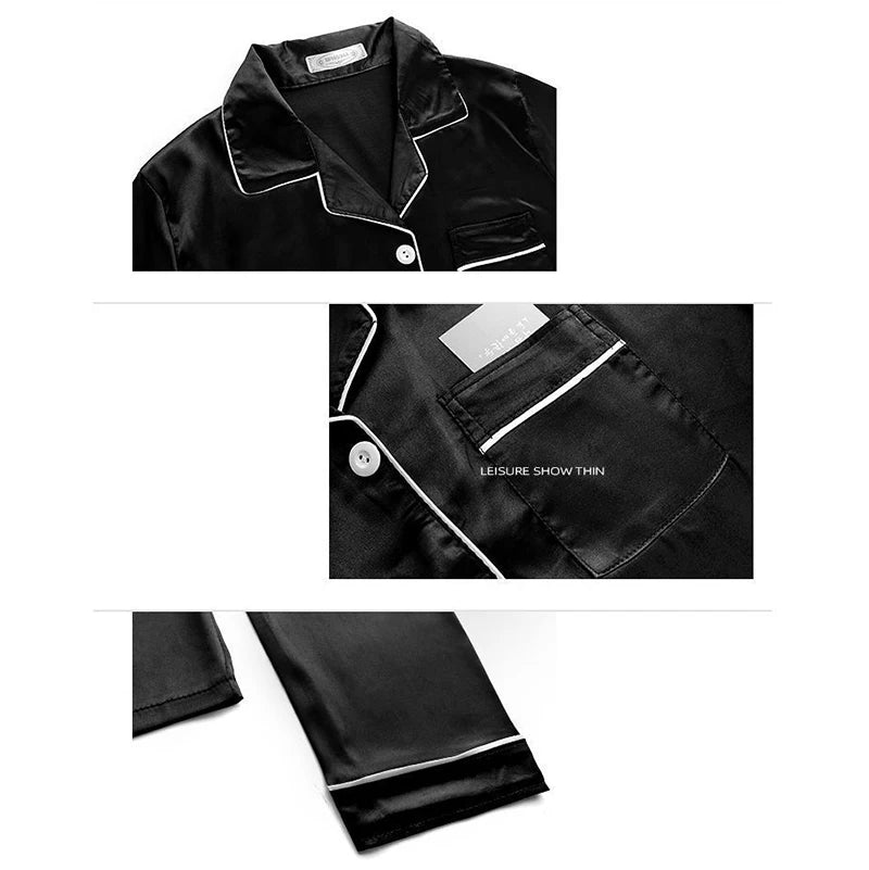 Pyjama Femme 2 Pièces – Cardigan Manches Longues et Pantalon en Satin