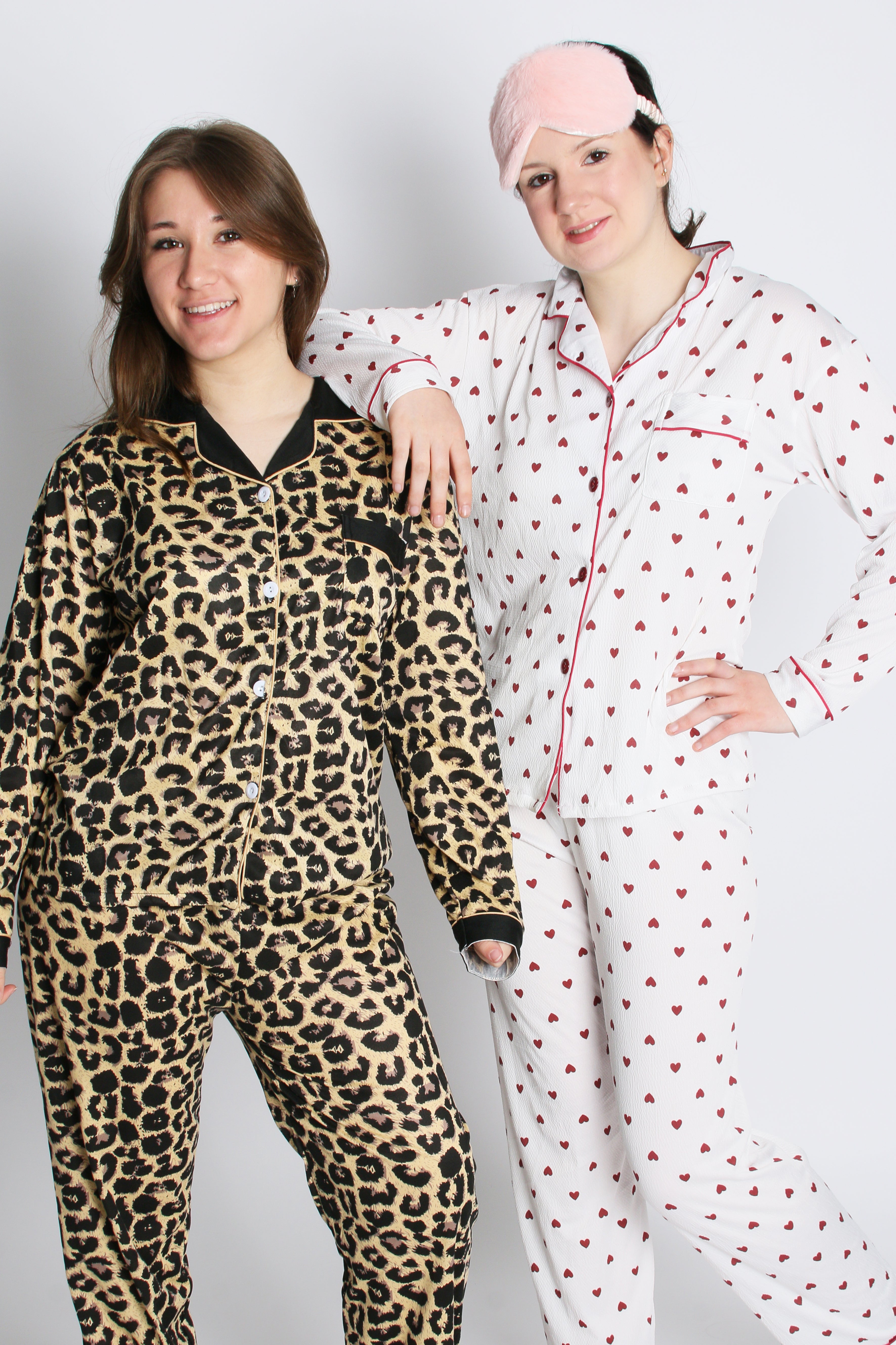 Pyjama Femme 2 Pièces – Haut Manches Longues et Pantalon Motif Léopard